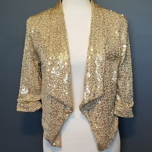 Ya Los Angeles Jackets & Coats - YA LOS ANGELES Gold Sequin waterfall blazer NWT Ya Los Angeles Jackets & Coats - YA LOS ANGELES Gold Sequin waterfall blazer NWT